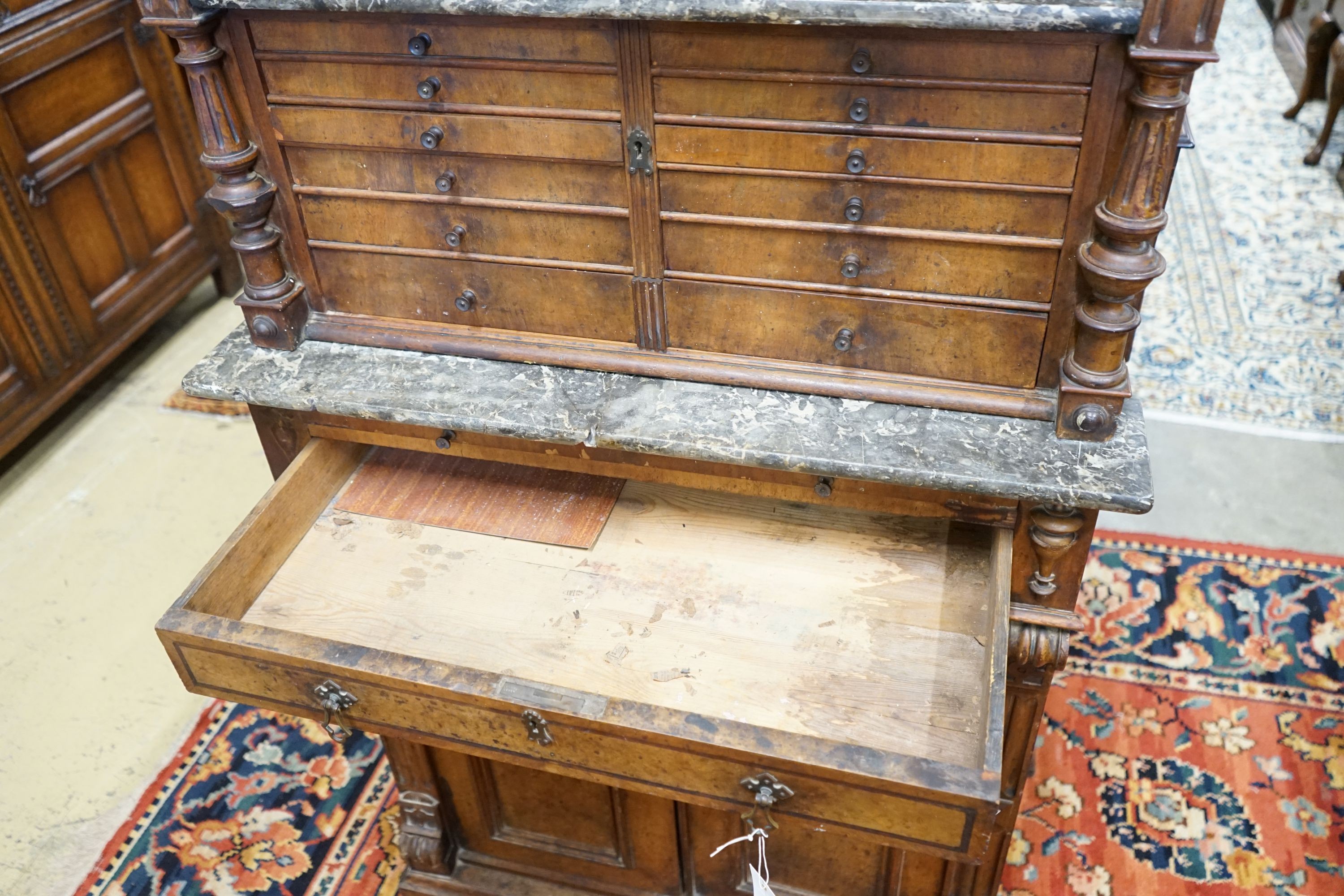 A 19th century dentist's cabinet, width 84cm, depth 44cm, height 164cm